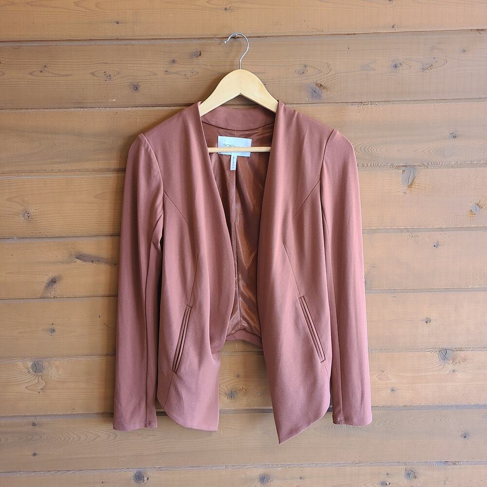 BCBGeneration Tuxedo Blazer Rust Open Front Blazer Jacket XS Long Sleeve - Picture 2 of 8